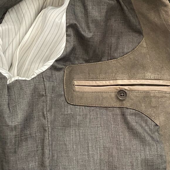 John Varvatos Star USA Suede Leather Blazer Jacket Cowskin Lambskin Gray Medium - Picture 10 of 16